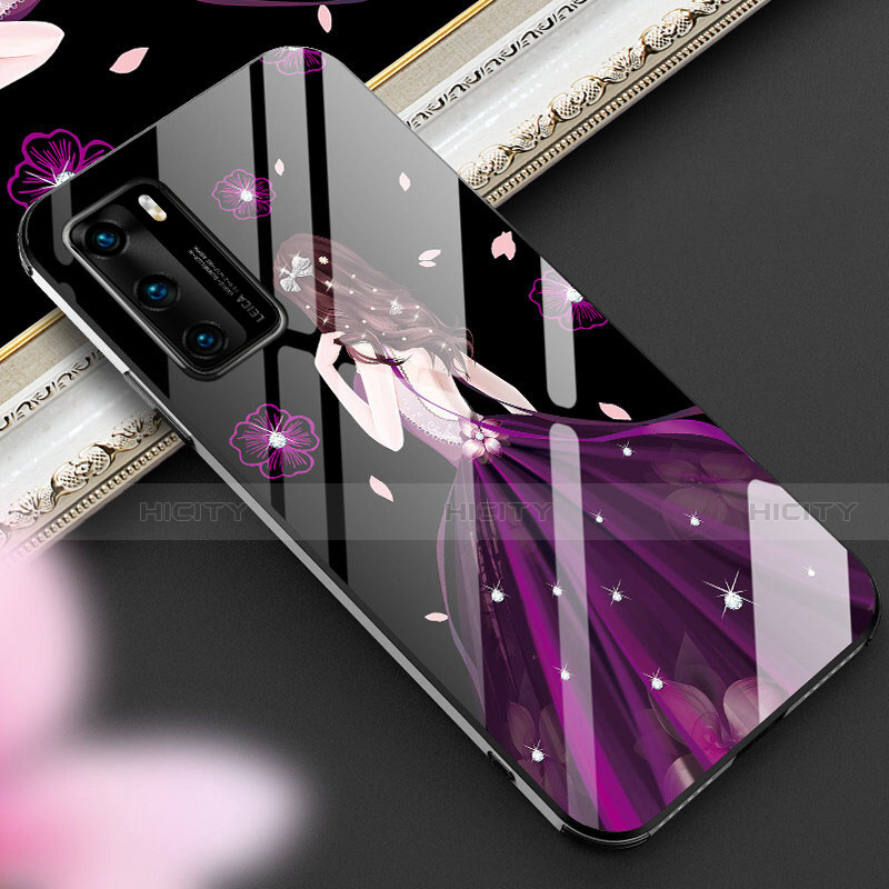 Custodia Silicone Gel Laterale Abito Ragazza Specchio Cover per Huawei P40