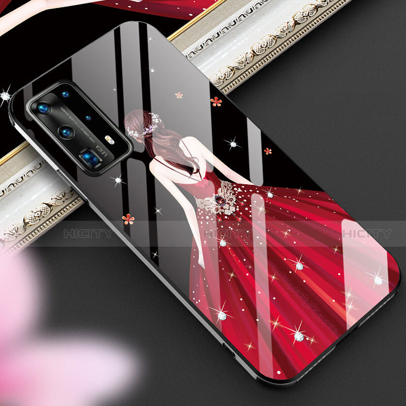Custodia Silicone Gel Laterale Abito Ragazza Specchio Cover per Huawei P40 Pro+ Plus