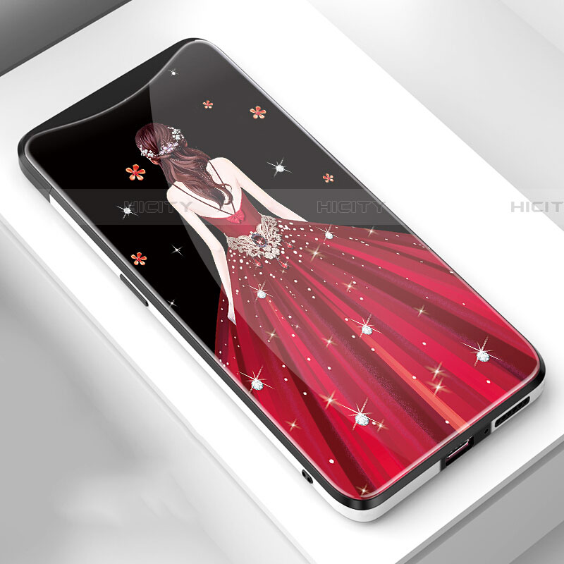 Custodia Silicone Gel Laterale Abito Ragazza Specchio Cover per Oppo Find X