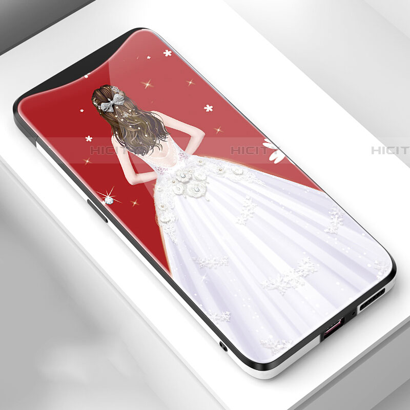 Custodia Silicone Gel Laterale Abito Ragazza Specchio Cover per Oppo Find X Super Flash Edition