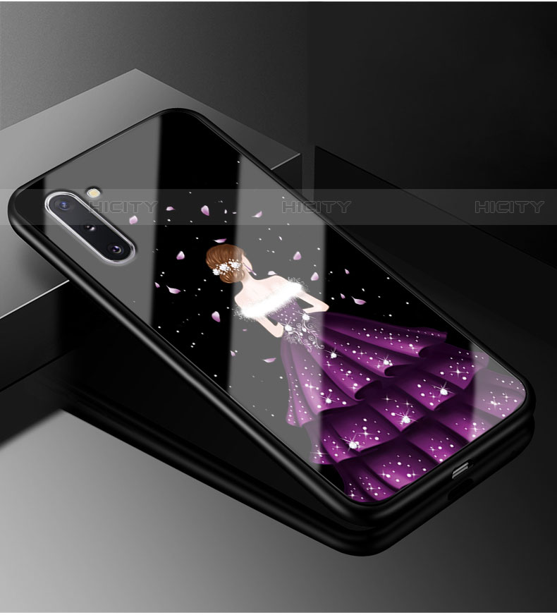 Custodia Silicone Gel Laterale Abito Ragazza Specchio Cover per Samsung Galaxy Note 10 Plus Viola