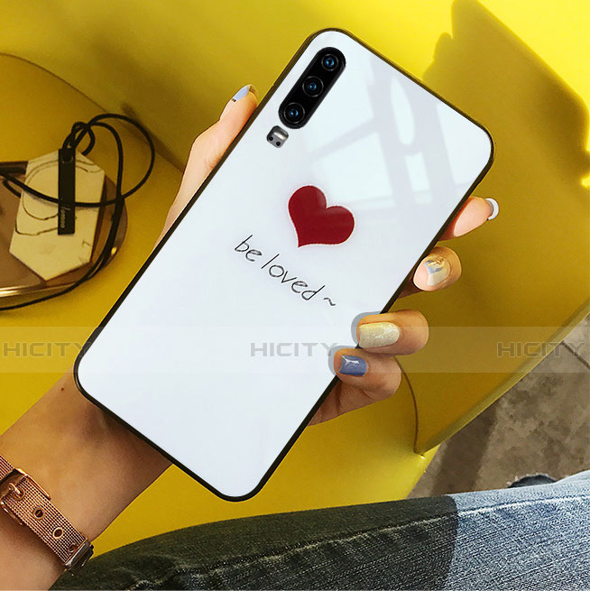 Custodia Silicone Gel Laterale Amore Cuore Specchio Cover per Huawei P30