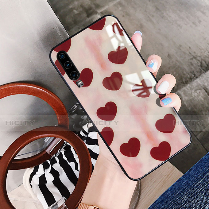 Custodia Silicone Gel Laterale Amore Cuore Specchio Cover per Huawei P30