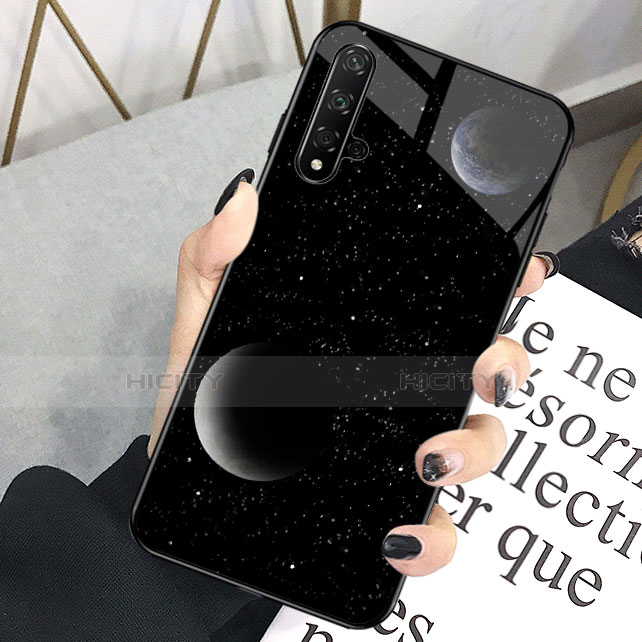 Custodia Silicone Gel Laterale Fantasia Modello Specchio Cover D01 per Huawei Nova 5T Nero