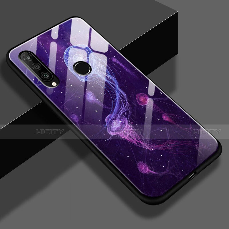 Custodia Silicone Gel Laterale Fantasia Modello Specchio Cover K01 per Huawei P30 Lite New Edition Viola