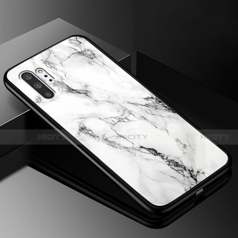 Custodia Silicone Gel Laterale Fantasia Modello Specchio Cover K01 per Samsung Galaxy Note 10 Plus 5G Bianco