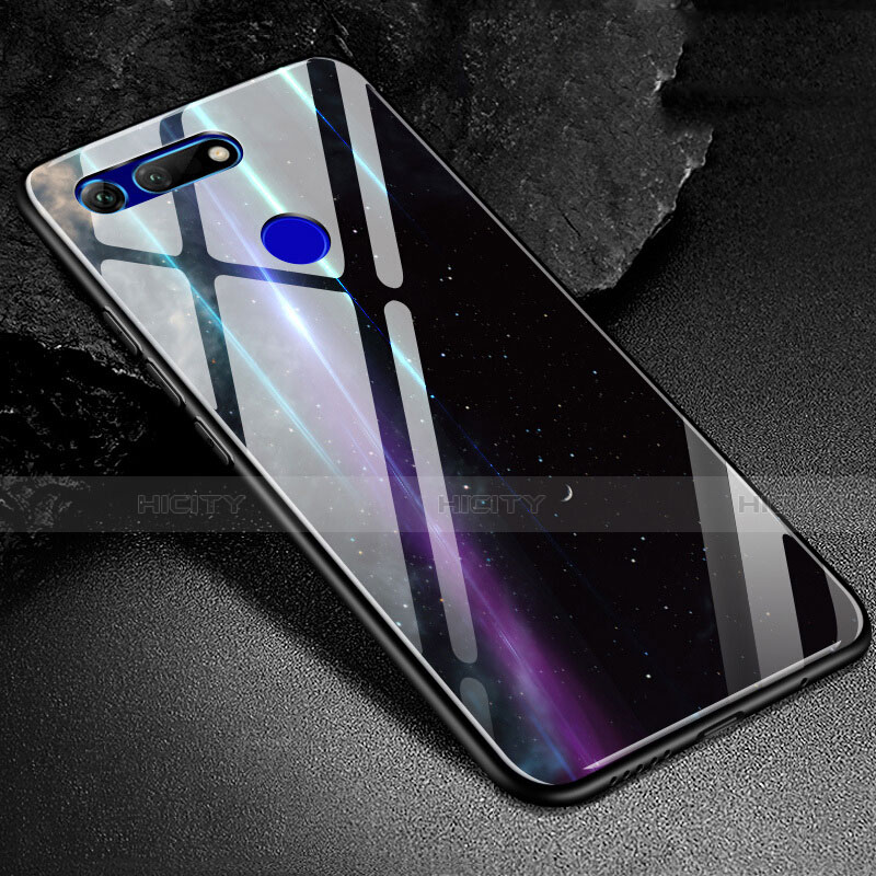 Custodia Silicone Gel Laterale Fantasia Modello Specchio Cover K02 per Huawei Honor View 20 Nero