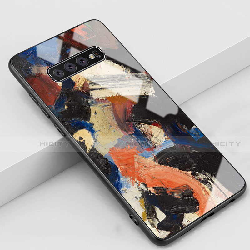 Custodia Silicone Gel Laterale Fantasia Modello Specchio Cover K03 per Samsung Galaxy S10 5G Arancione