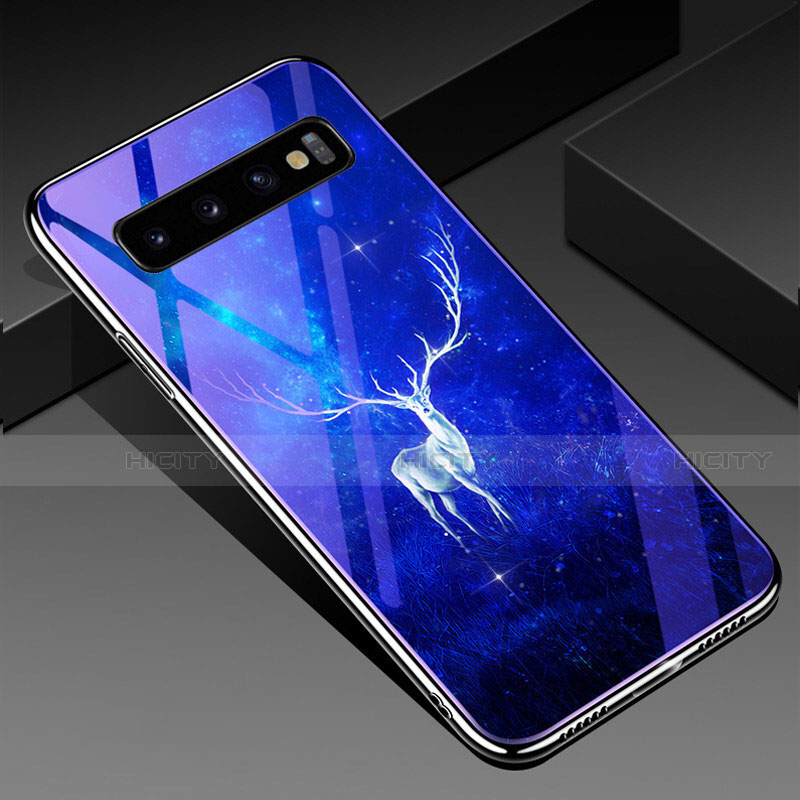 Custodia Silicone Gel Laterale Fantasia Modello Specchio Cover K05 per Samsung Galaxy S10 Blu