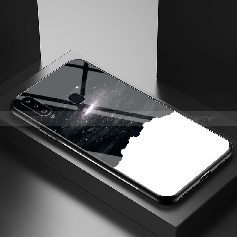Custodia Silicone Gel Laterale Fantasia Modello Specchio Cover LS1 per Samsung Galaxy A20s Nero