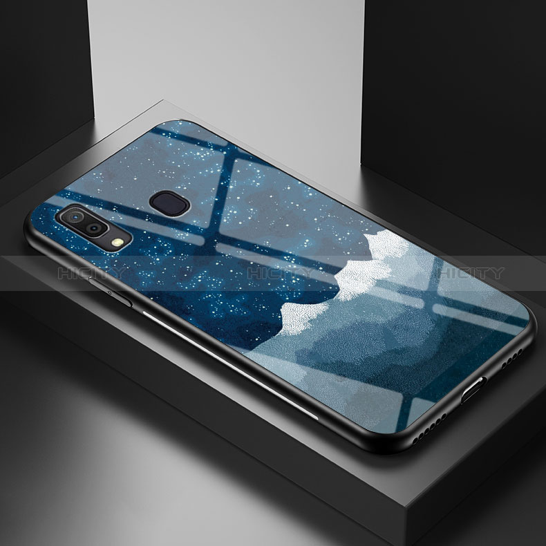 Custodia Silicone Gel Laterale Fantasia Modello Specchio Cover LS1 per Samsung Galaxy A30 Blu