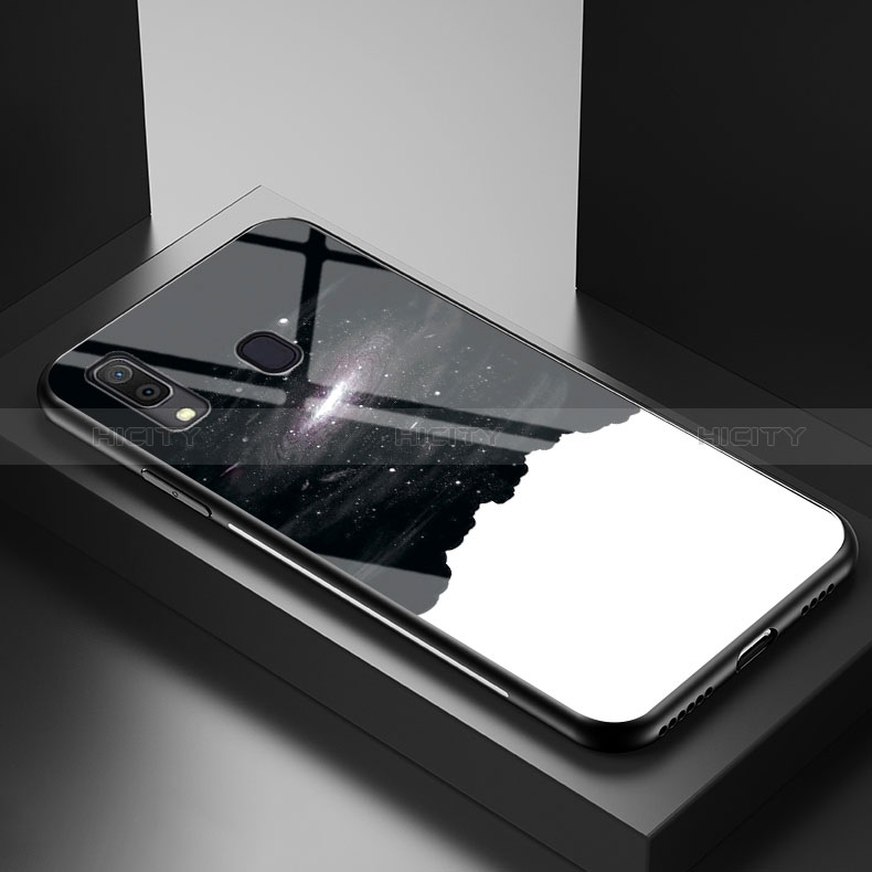 Custodia Silicone Gel Laterale Fantasia Modello Specchio Cover LS1 per Samsung Galaxy A30 Nero