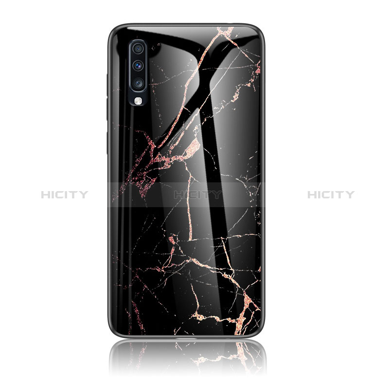 Custodia Silicone Gel Laterale Fantasia Modello Specchio Cover LS2 per Samsung Galaxy A70 Oro e Nero