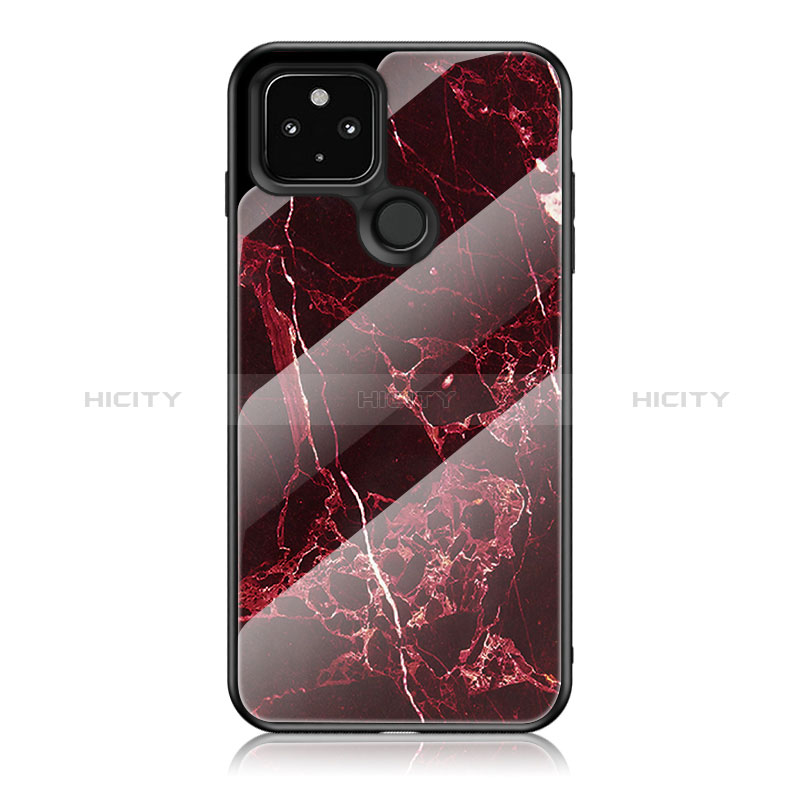 Custodia Silicone Gel Laterale Fantasia Modello Specchio Cover per Google Pixel 4a 5G Rosso