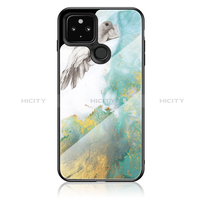 Custodia Silicone Gel Laterale Fantasia Modello Specchio Cover per Google Pixel 4a 5G Verde