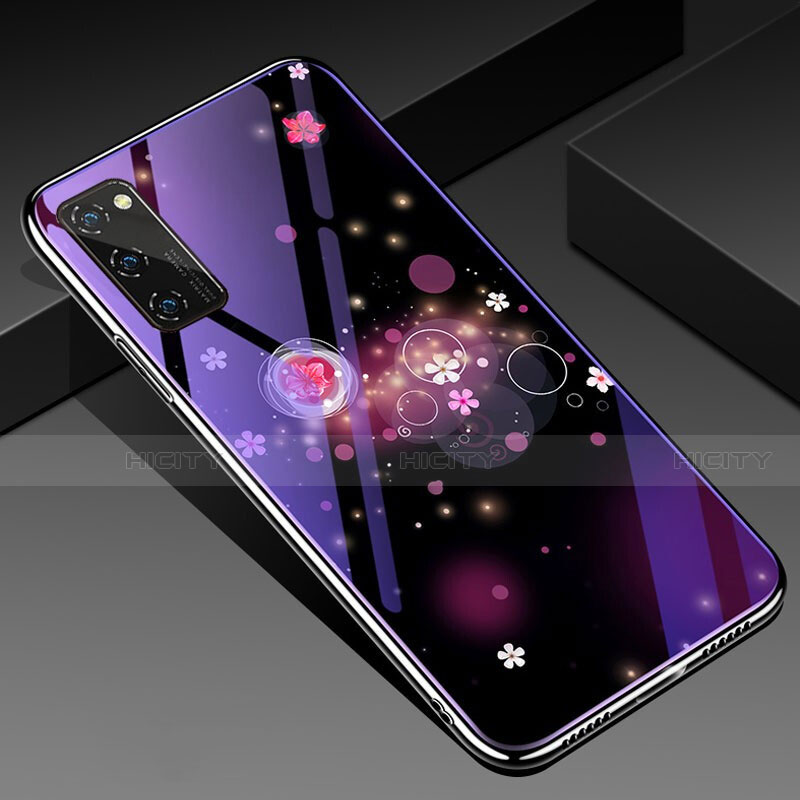 Custodia Silicone Gel Laterale Fantasia Modello Specchio Cover per Huawei Honor V30 5G Viola