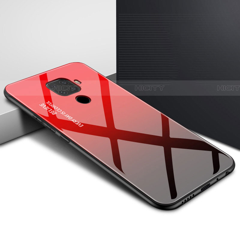 Custodia Silicone Gel Laterale Fantasia Modello Specchio Cover per Huawei Mate 30 Lite Rosso