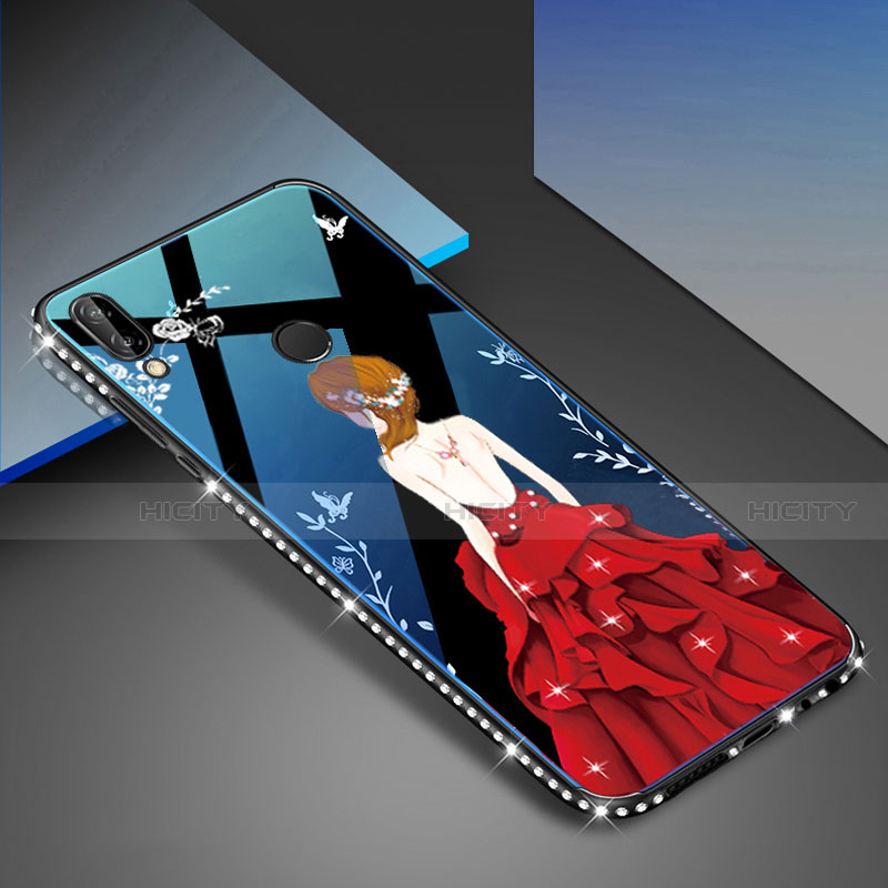 Custodia Silicone Gel Laterale Fantasia Modello Specchio Cover per Huawei Nova 3e Rosso e Nero