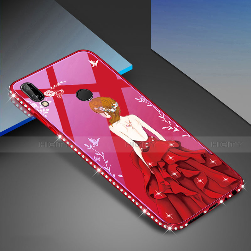Custodia Silicone Gel Laterale Fantasia Modello Specchio Cover per Huawei P20 Lite Rosso