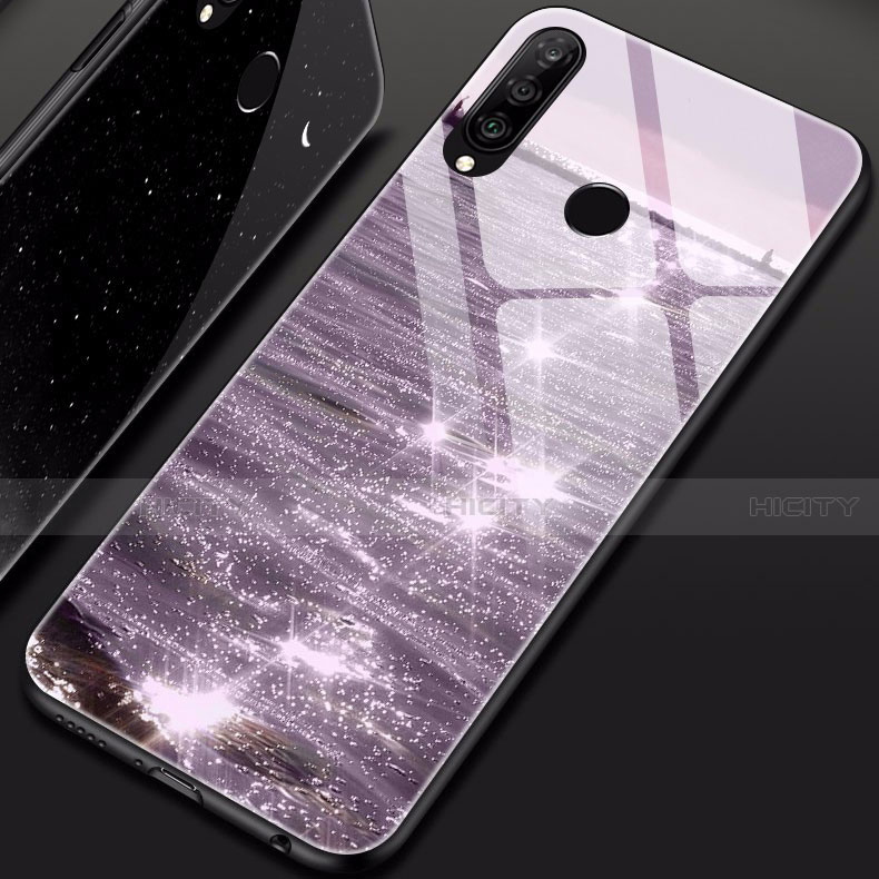 Custodia Silicone Gel Laterale Fantasia Modello Specchio Cover per Huawei P30 Lite New Edition Viola