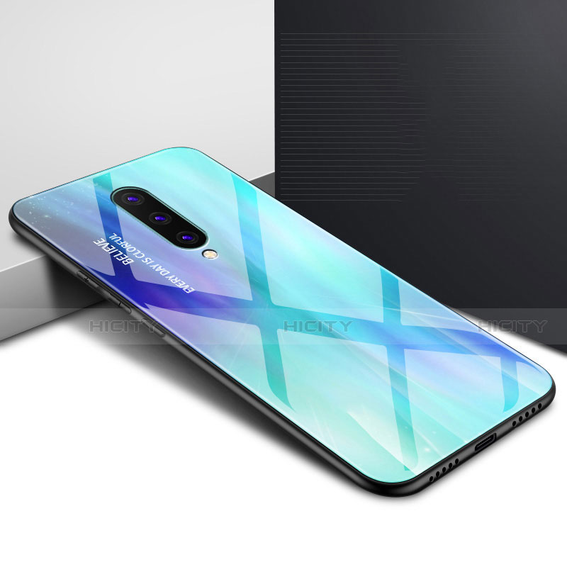 Custodia Silicone Gel Laterale Fantasia Modello Specchio Cover per OnePlus 8 Ciano