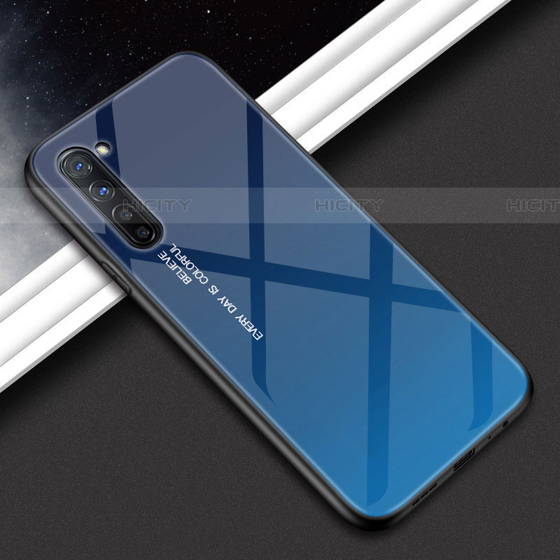 Custodia Silicone Gel Laterale Fantasia Modello Specchio Cover per Oppo Find X2 Lite Blu