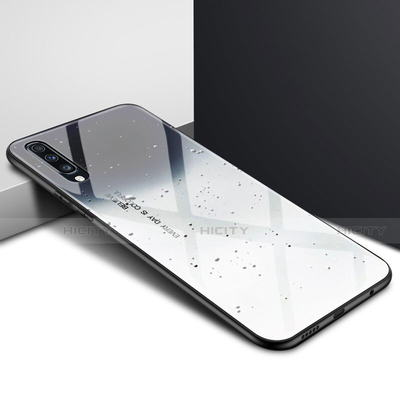 Custodia Silicone Gel Laterale Fantasia Modello Specchio Cover per Samsung Galaxy A70 Grigio