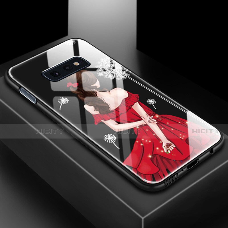 Custodia Silicone Gel Laterale Fantasia Modello Specchio Cover per Samsung Galaxy S10e Rosso
