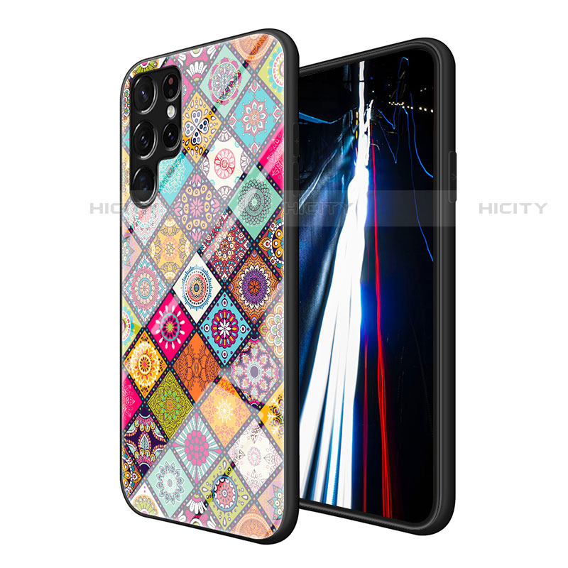 Custodia Silicone Gel Laterale Fantasia Modello Specchio Cover per Samsung Galaxy S22 Ultra 5G Colorato