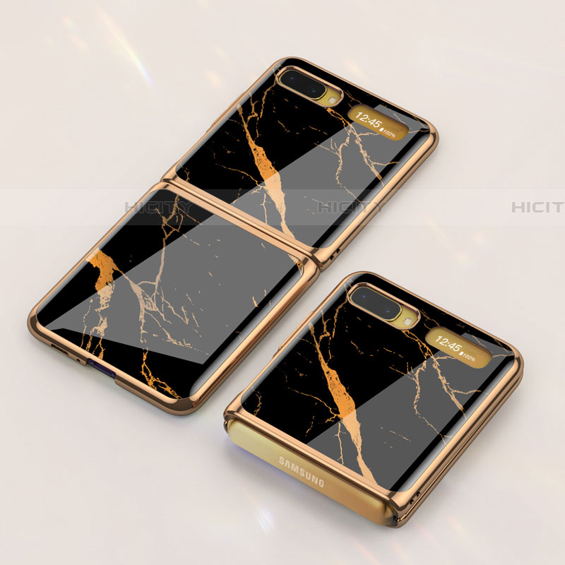 Custodia Silicone Gel Laterale Fantasia Modello Specchio Cover per Samsung Galaxy Z Flip 5G Oro e Nero