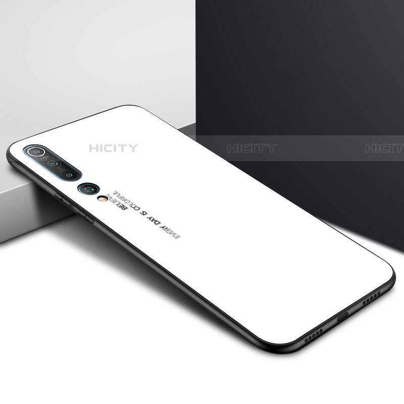 Custodia Silicone Gel Laterale Fantasia Modello Specchio Cover per Xiaomi Mi 10 Bianco