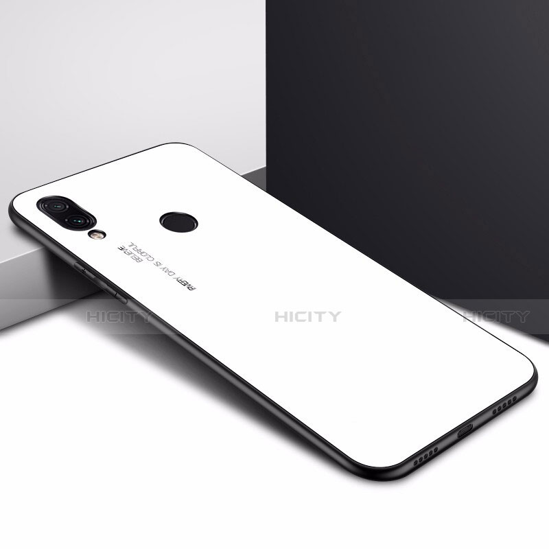 Custodia Silicone Gel Laterale Fantasia Modello Specchio Cover per Xiaomi Redmi Note 7 Bianco