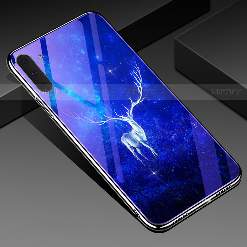 Custodia Silicone Gel Laterale Fantasia Modello Specchio Cover S02 per Samsung Galaxy Note 10 5G Blu