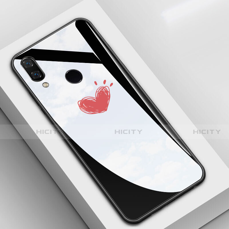 Custodia Silicone Gel Laterale Fantasia Modello Specchio Cover S04 per Huawei Nova 3e Rosso e Nero