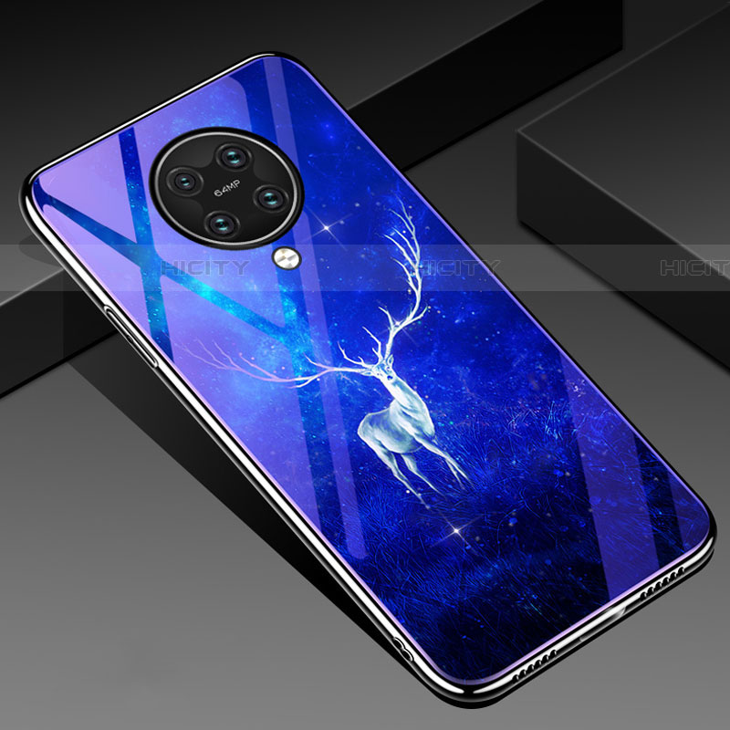 Custodia Silicone Gel Laterale Fantasia Modello Specchio Cover Z01 per Xiaomi Redmi K30 Pro 5G Blu