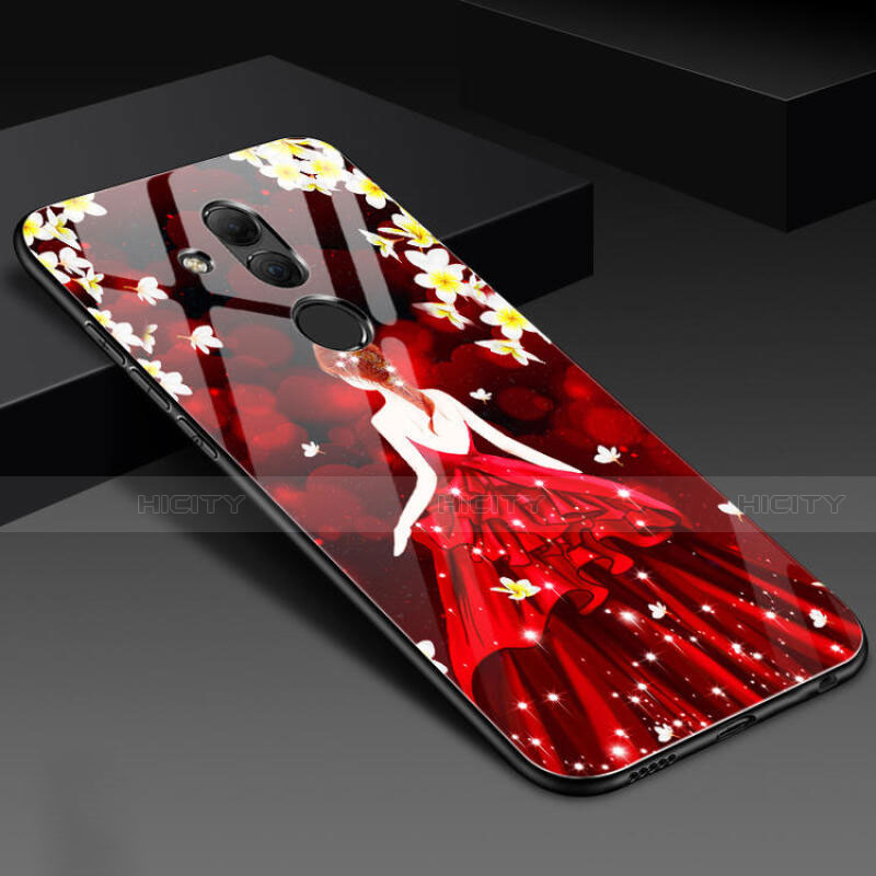 Custodia Silicone Gel Laterale Fiori Specchio Cover H02 per Huawei Mate 20 Lite Rosso