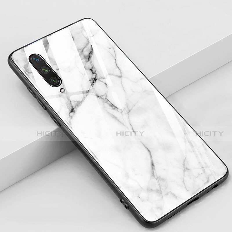 Custodia Silicone Gel Laterale Fiori Specchio Cover K03 per Xiaomi Mi A3 Bianco