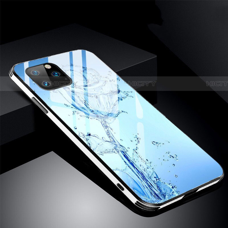 Custodia Silicone Gel Laterale Fiori Specchio Cover M01 per Apple iPhone 11 Pro Max Cielo Blu