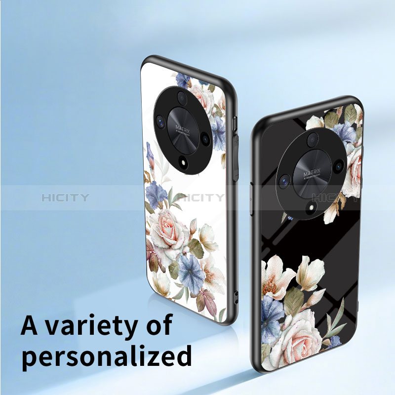 Custodia Silicone Gel Laterale Fiori Specchio Cover per Huawei Honor X9b 5G