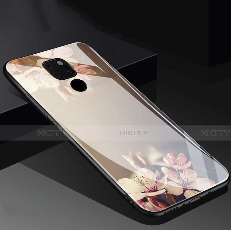 Custodia Silicone Gel Laterale Fiori Specchio Cover per Huawei Mate 20 Oro