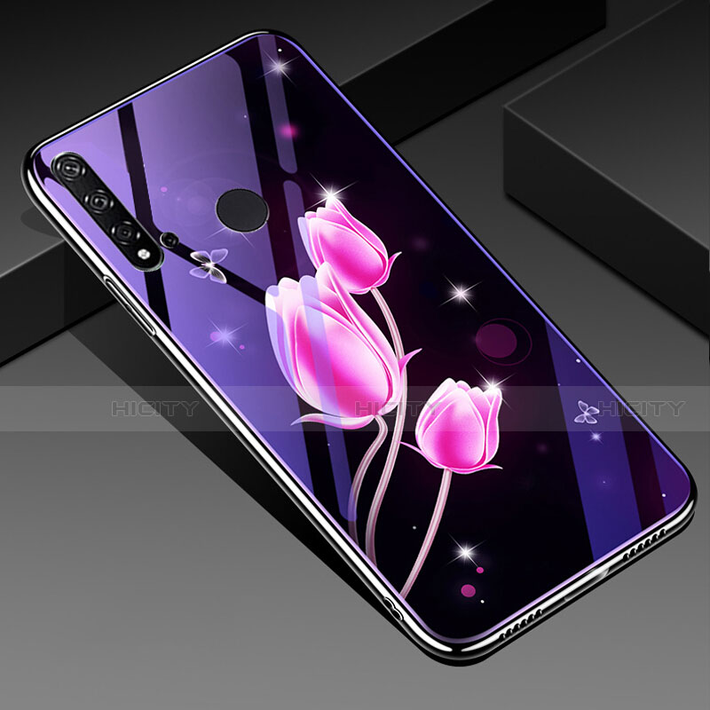 Custodia Silicone Gel Laterale Fiori Specchio Cover per Huawei Nova 5i Rosa