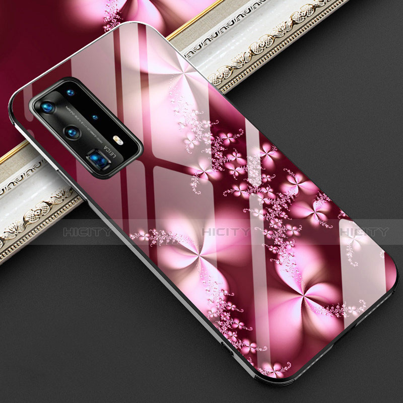Custodia Silicone Gel Laterale Fiori Specchio Cover per Huawei P40 Pro+ Plus