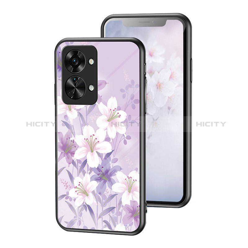 Custodia Silicone Gel Laterale Fiori Specchio Cover per OnePlus Nord 2T 5G Lavanda