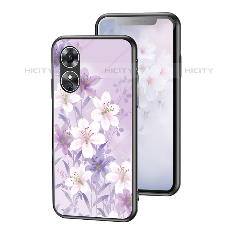 Custodia Silicone Gel Laterale Fiori Specchio Cover per Oppo A17