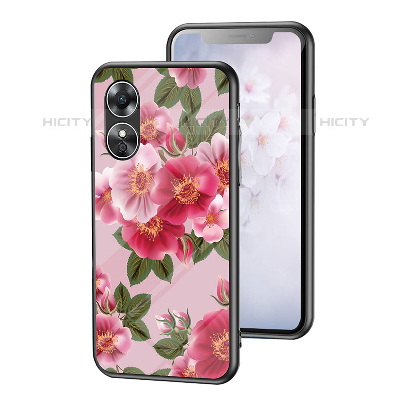 Custodia Silicone Gel Laterale Fiori Specchio Cover per Oppo A17