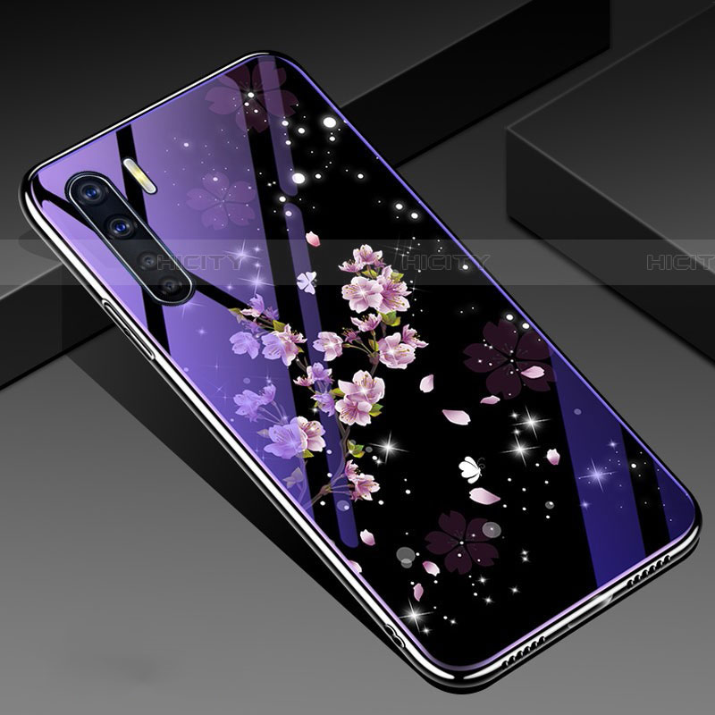 Custodia Silicone Gel Laterale Fiori Specchio Cover per Oppo A91