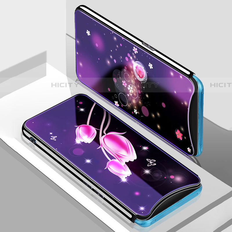 Custodia Silicone Gel Laterale Fiori Specchio Cover per Oppo Find X