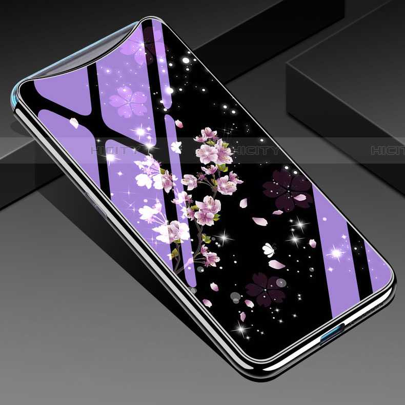 Custodia Silicone Gel Laterale Fiori Specchio Cover per Oppo Find X Multicolore