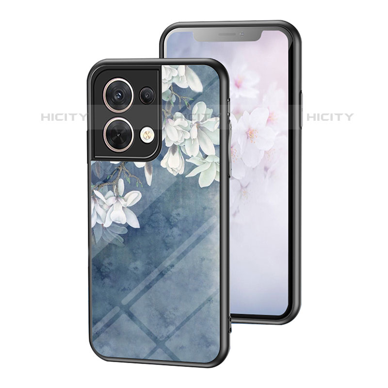 Custodia Silicone Gel Laterale Fiori Specchio Cover per Oppo Reno8 5G