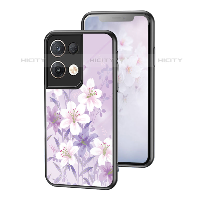 Custodia Silicone Gel Laterale Fiori Specchio Cover per Oppo Reno8 Pro 5G